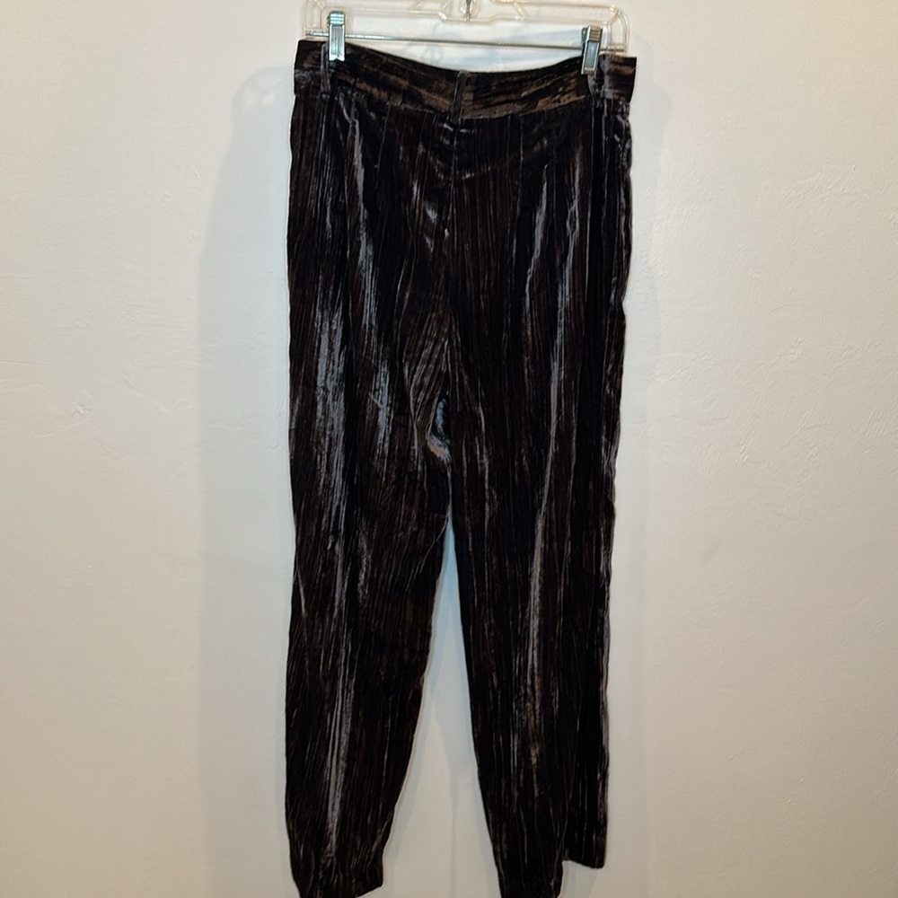 ZARA WIDE LEGGED CRUSHED VELVET TROUSER. - Picture 6 of 7